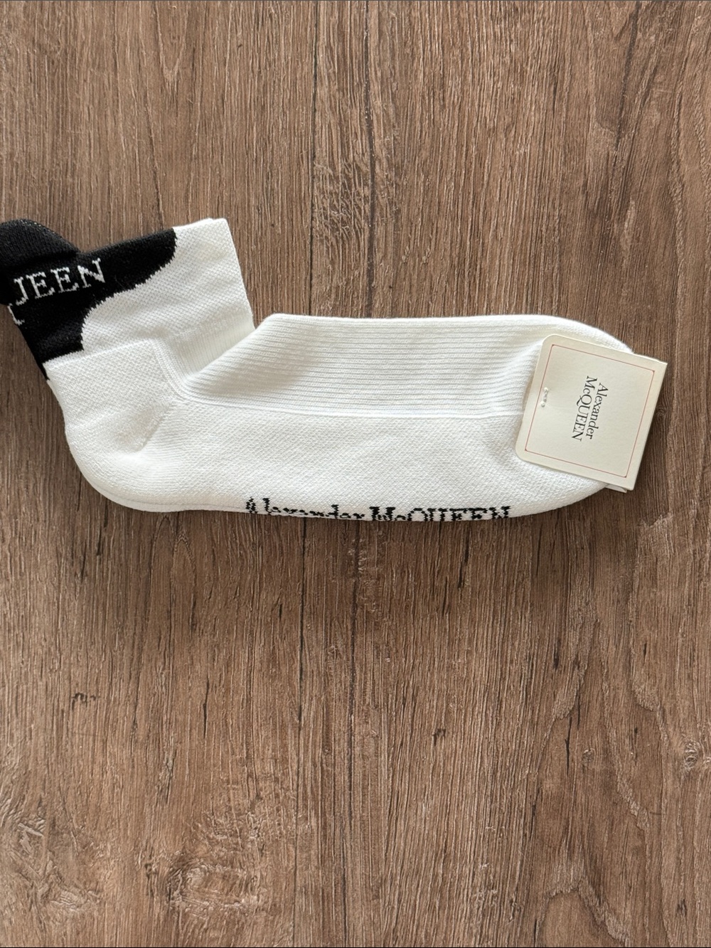 Alexander‎ McQueen White Black Logo Ankle Socks Made in Italy NWT One Size